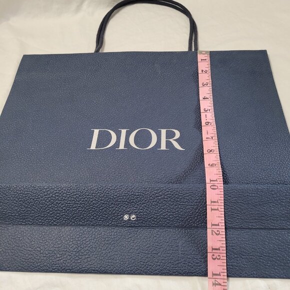 Dior Blue Textured Gift Bag Empty Logo Spell Out Bug Reusable Decorative Craft - Picture 11 of 15